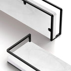 Meangood Floating Shelves Wall Mounted Set of 2, Rustic Wood Wall Storage Shelves for Bedroom,Living Room,Bathroom, Kitchen (White)