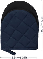 Short Oven Mitts, Heat Resistant Silicone Kitchen Mini Oven Mitts for 500 Degrees, Non-Slip Grip Surfaces and Hanging Loop Gloves, Baking Grilling Barbecue Microwave Machine Washable, 1 Piece