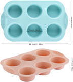 Silicone Muffin Pan, Food Grade Silicone Cupcake Molds for Baking Muffins and Cupcakes, 6-Cup Nonstick Cupcake Pan, Easy Cleaning and BPA-Free (Gray, Orange, Blue)