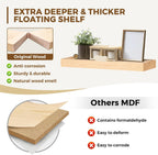 24x8x1.6 inch Floating Shelves Set of 2 – Solid Wood Rustic Wood Wall Mounted Shelf for Kitchen, Bathroom, Living Room
