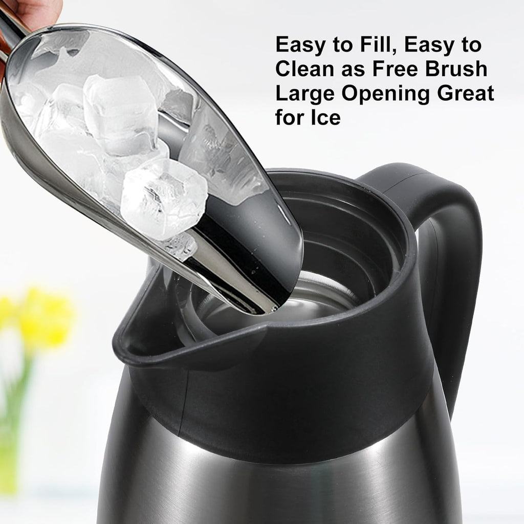 Thermal Coffee Carafe, Insulated Stainless Steel Coffee Carafes for Keeping Hot Coffee & Water Hot Beverage-12Hours, Double Walled Vacuum Coffee Carafe (silver+black)