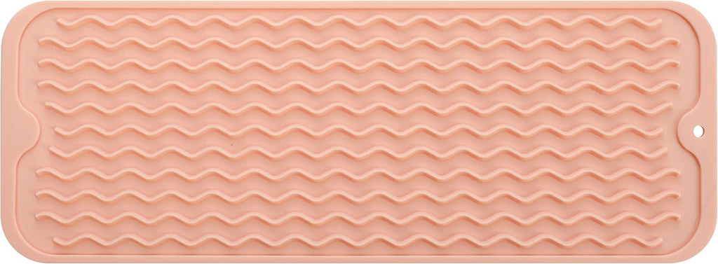 Silicone Dish Drying Mat for Multiple Usage,Easy clean,Eco-friendly,Heat-resistant Silicone Mat for Kitchen Counter,Sink,Bar,Bottle,or Cup Pink M 17 inches x 6 inches