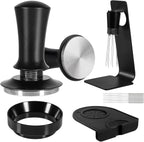 Espresso Accessories Kit 58mm, Coffee Tamper with Spring Loaded Calibration, 316 Stainless WDT Tool with Magnetic Stand and Dosing Funnel Set Fits Espresso Machine Press and 58mm Portafilters