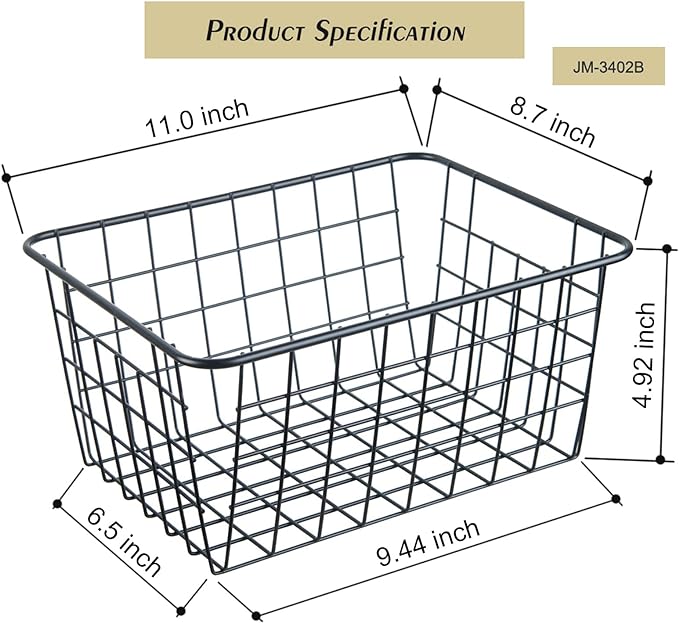 Wire Kitchen Storage Basket 4 Packs,Perfect Pantry Organization Accessories Baskets,Laundry Basket,Countertop Organization,Suitable for Kitchen,Bathroom,Bedroom,Tabletop,Rose gold