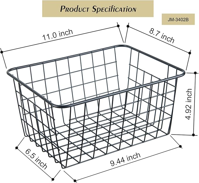Wire Kitchen Storage Basket 4 Packs,Perfect Pantry Organization Accessories Baskets,Laundry Basket,Countertop Organization,Suitable for Kitchen,Bathroom,Bedroom,Tabletop,Stackable,Chrome