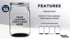 DISCOUNT PROMOS 10 Decorating Mason Jars Set, 12 oz. - Customizable Text, Logo - Canning, Aluminum Lid - Black