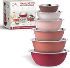 COOK WITH COLOR Stainless Steel Mixing Bowls Set - Nesting Bowls, 6 Pieces, Rose