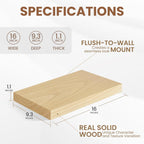 Fun Memories Deep Floating Shelves 16 Inch Long, Natural Wood Floating Shelf for Wall, Set of 2, Rustic 9 Inch Deep Wall Shelves, Deep Bathroom Shelves for Storage & Display, Burlywood