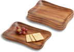 Woodard & Charles Set of 4 Acacia Wood Pinched Tray for Charcuterie, Sushi, Dessert, Fruit and More, 7.5" x 5.25"