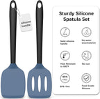 Coukre 2 Pack Silicone Spatula Set, High Heat Resistant, BPA Free Kitchen Spatula, Solid & Slotted Turner for Non-Stick Pans, Sautéing, and Flipping (2, DarkBlue)