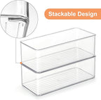 4 PACK Freezer Organizer Bins Clear Stackable Storage Bins for Fridge Organization and Storage