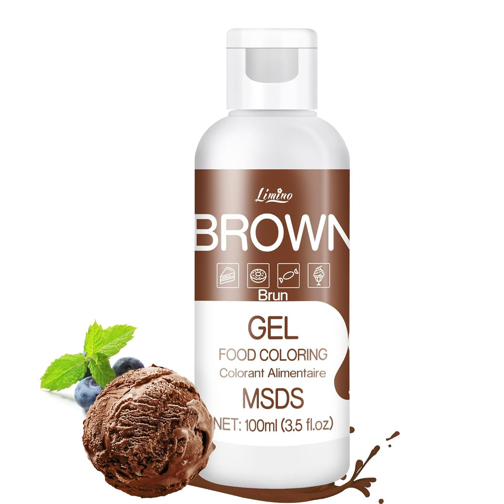 Gel Food Coloring - 4.5oz Vivid Food Coloring Gel for Baking, Cake Decorating, Cookie, Fondant, Macaron - Tasteless Concentrated Edible Food Color Dye for Icing, Slime, Drinks, DIY Crafts (Brown)