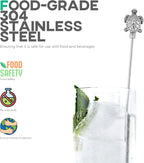 Homestia 7.5 Inches Stainless Steel Coffee Beverage Stirrers Drink Swizzle Stick with Animal Design, Set of 6 Cocktail Stirrers, Metal Cocktail Stir Sticks Stirring Drink Swizzle Stick Picks Tools