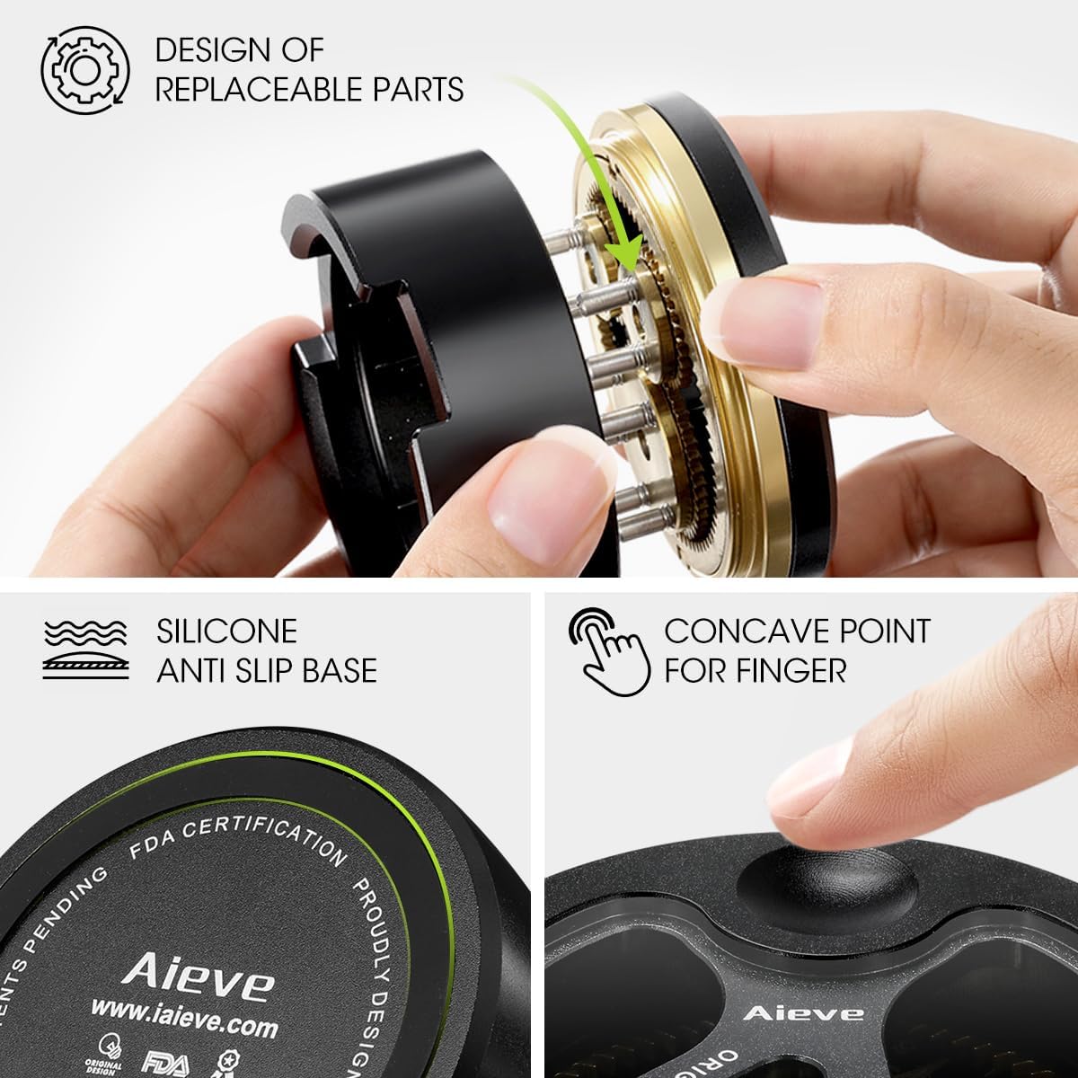 Aieve Spirographic WDT Tool 54mm, Metal Espresso Distribution Tools with Heavy-duty Stand for Barista, 0.4mm x 9 Needles Geared Spinning Aluminum Coffee Stirrer with 9 Extra Needle