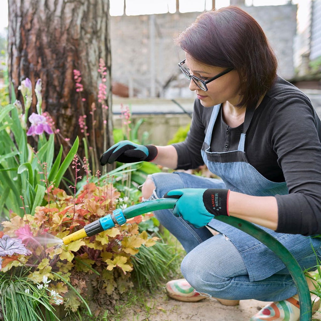 KAYGO Waterproof Work Gloves for Men and Women, Rubber Coated Non-slip Working Gloves for Garden, Outdoor Construction,3 pairs,Blue,M