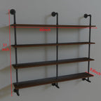 Industrial Pipe Wall Shelves Pipe Shelving with Real Wood Plank,60 Inches Floating Shelves for Wall Farmhouse Pipe Book Shelves Dark Brown 4 Tier for Kitchen,Living Room Decor and Bar Shelving