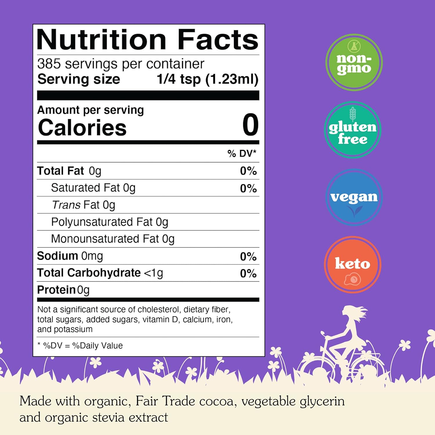 NuNaturals Stevia Syrup, Sugar-Free Sweetener, Plant-Based Sugar Substitute, Zero Calorie, Chocolate Flavor Syrup, 16 oz