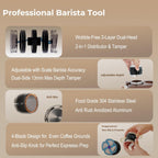 53mm Coffee Distributor & Tamper - Dual Head Adjustable Depth for Breville Barista Pro/Express/Touch - 304 Stainless Steel Compatible with 54mm Bottomless Portafilter, Black