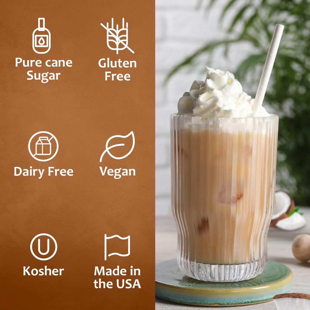 Syruvia Coconut Coffee Syrup – 25.4 fl oz – Syrup for Coffee, Lattes, Shakes, Smoothies, Desserts – 100% Vegan, Gluten Free, Kosher (Pack of 2)