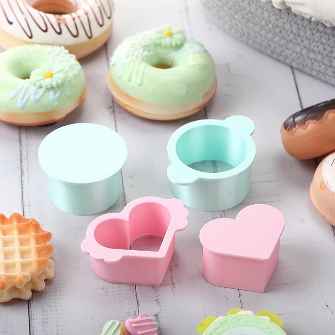 Cake Pop Cutter and Pusher Set - Round and Heart 3D Printed Mold Shapes Press | Baking Tools for Home, Birthday, Wedding Desserts | Reusable Design (Green,Pink)
