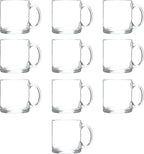 Libbey Clear Glass Coffee Mugs 13 oz. Set of 10, Bulk Pack - Perfect for Coffee, Tea, Espresso, Hot Cocoa, Other Beverages - Clear Bottom