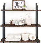 Mkono Floating Wall Shelf 3 Tier 23.5 Inch Rustic Wood Hanging Book Shelf Bathroom Mounted Shelving Storage Display Shelves for Living Room Bedroom Kitchen Office