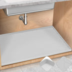 TRZZ Silicone Waterproof Under Sink Mat 34" x 19", Drip Tray and Cabinet Liner for Kitchen and Bathroom, Prevents Water Damage and Organizes Cabinets (Light Grey)