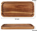 2 Pcs Rectangular Wooden Platters for Food Party Decorative Small Serving Tray Long Charcuterie Board Acacia Wood Trays Home Decor Cheese Board Rectangle Cake Dessert Plates Snack Appetizer Platter