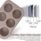 High Carbon Steel Popover Pan - 6-Cavity Non-Stick Tray Mold for Premium Stainless Steel Homemade Cupcakes, Muffins, Breads - Professional Grade for Bakery & Kitchen Oven(Golden)