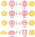 8PCS Flowers Cookie Cutter Sets Daisy Rose Cookie Cutters with Plunger Stamps Sun Flower 3D Plastic Pressable Biscuit Molds Cake Cooie Baking DIY Supplies (A8)