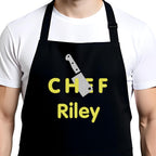 Personalized Chef Apron for Men, Custom Embroidered Design, Professional Kitchen Cooking BBQ Grilling for Dad, Decorated in USA