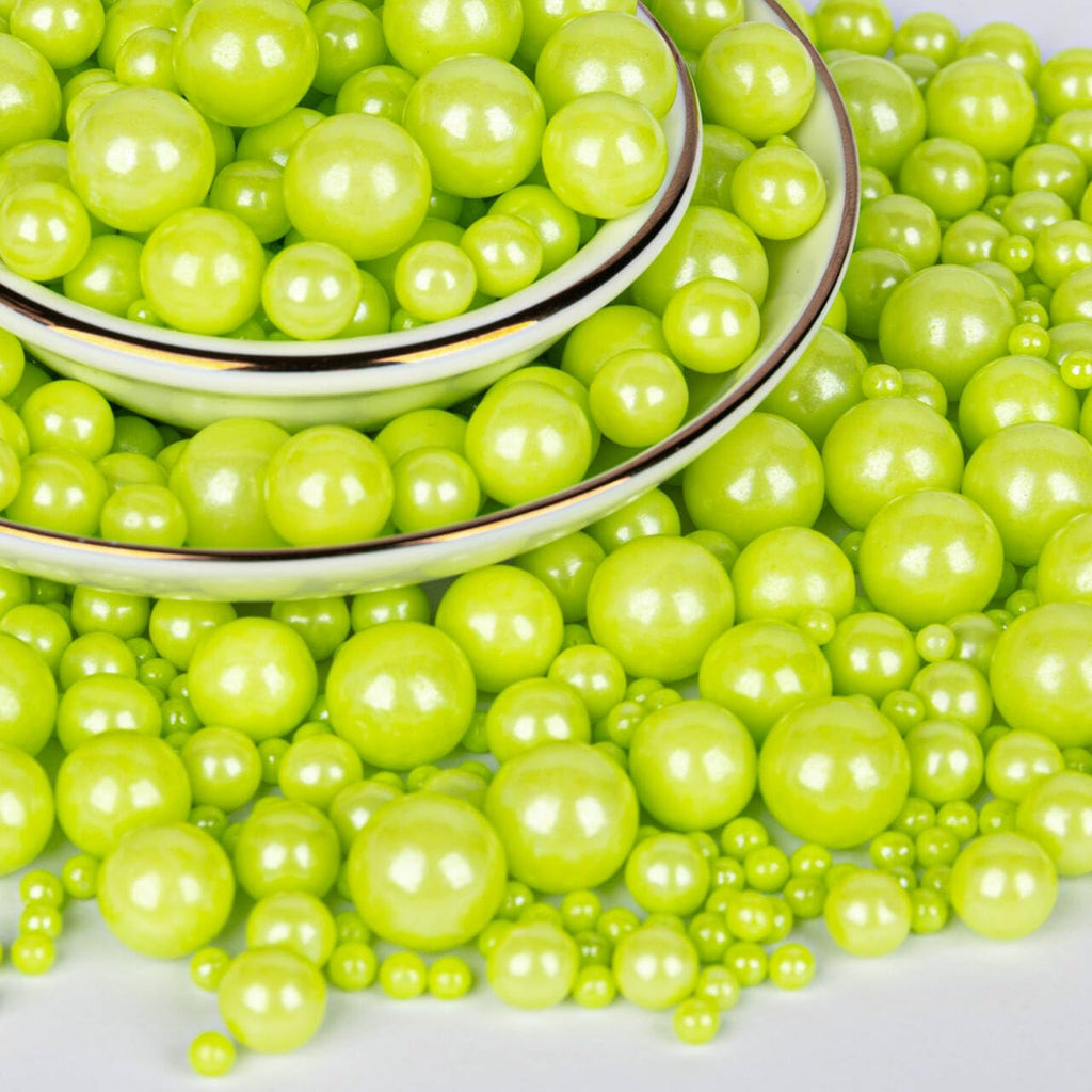 Twisweet Green Pearl Sprinkles for Cake Decorating, Edible Sugar Pearls for Baking, Mix Size, Cake Topper Cupcake Cookie Ice Cream Dessert Decorations, Easter Birthday Summer Party Supplies (130g/4.58oz)