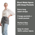 MEEMA Waist Apron with 3 Pockets | Waitress Apron | Waitress Apron with Pockets | Half Aprons With Pockets | Server Aprons Women