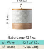 Ceramic Coffee Container Kitchen Food Storage Jars for Spice Sugar Tea Bag, Stackable Farmhouse Jars for Kitchen Pantry - Coffee Bar Accessories Housewarming Weeding Gift - White & 42 fl.oz