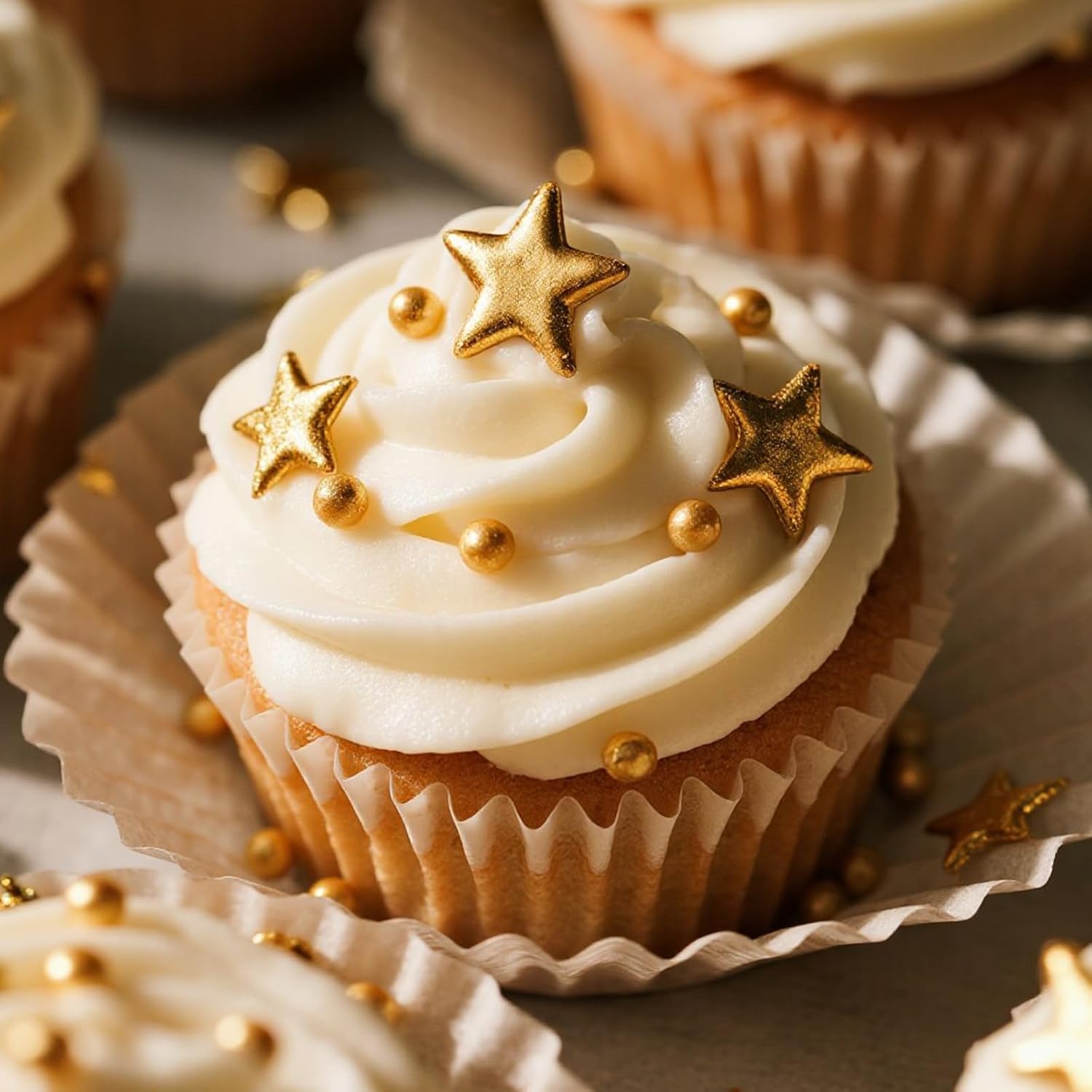 Twisweet Gold Sprinkles, Edible Gold Stars for Cake Decorating, Sugar Sprinkles for Baking, Mix Size Gold Candy, Cake Topper Ice Cream Cupcake Cookie Toppings Dessert Decorations, Christmas Wedding Birthday Party Supplies (130g/4.58oz)