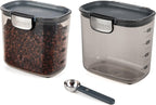 Progressive International ProKeeper+ Clear Plastic Airtight Food Baker's Kitchen Storage Organization Container Canister Set with Magnetic Accessories, 2- Piece Set (Coffee 2-Quart)