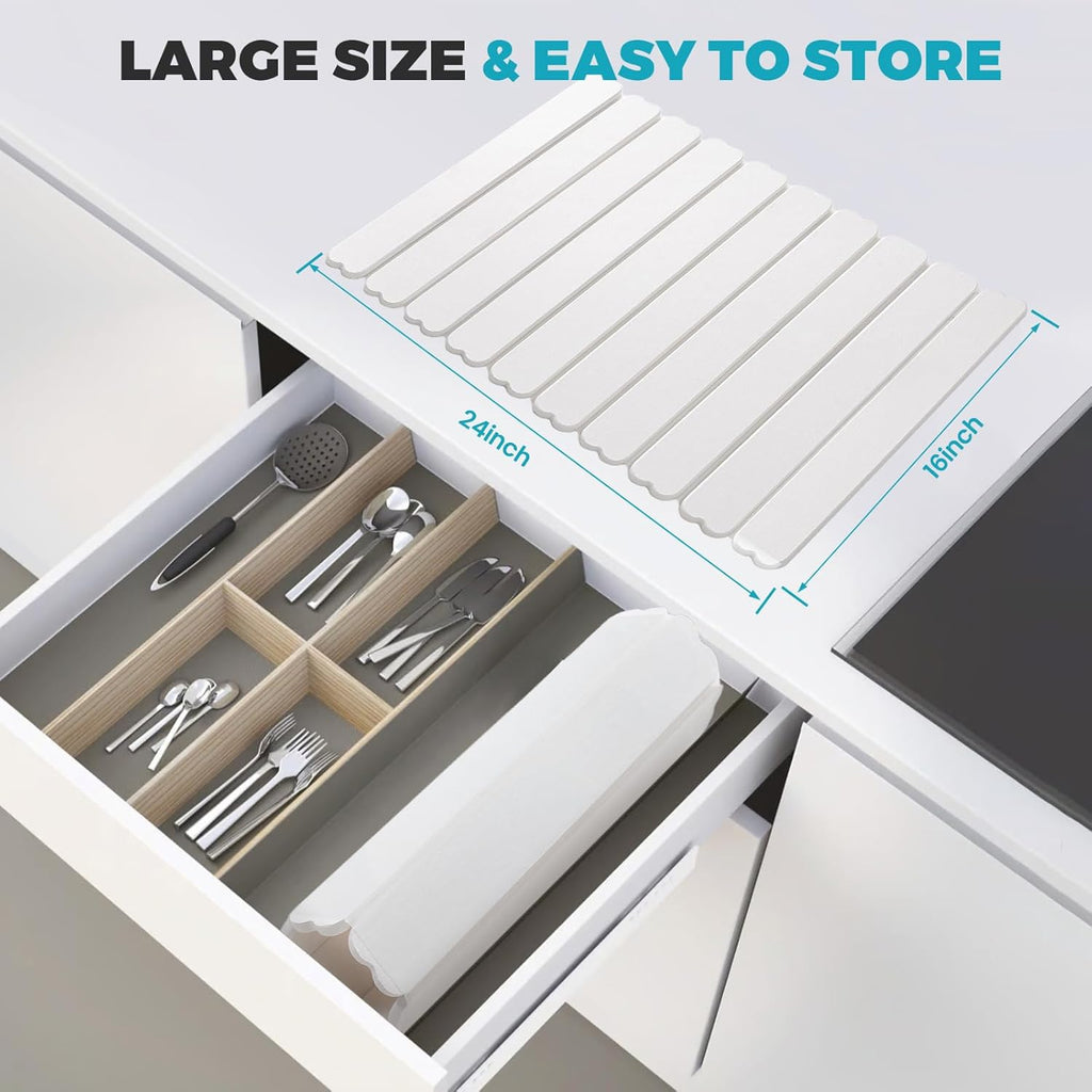 Extral Large Quick Dry Stone Drying Mat for Kitchen Counter,24x16 Inch Collapsible Eco-Friendly Absorbent Diatomaceous Earth Mat for Dishes Cups,Dish Drying Mats (White-Love Shape, 24x16 inch)