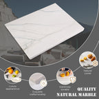 Koville Marble Pastry Board Cutting Boards for Kitchen Counter, 16" x 12" Natural White Marble Cutting Board Cheese Board, Stone Charcuterie Slab, Heat Resistant Rectangular Serving & Chopping Slab