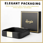 SANZIE Luxury Leather Desktop Storage Small Catchall Organizer Decorative Tray for Entryway Table to Hold Jewelry Watch Cosmetics Keys Phone Wallet, Home & Office Accessories (Metal Glided, Black)