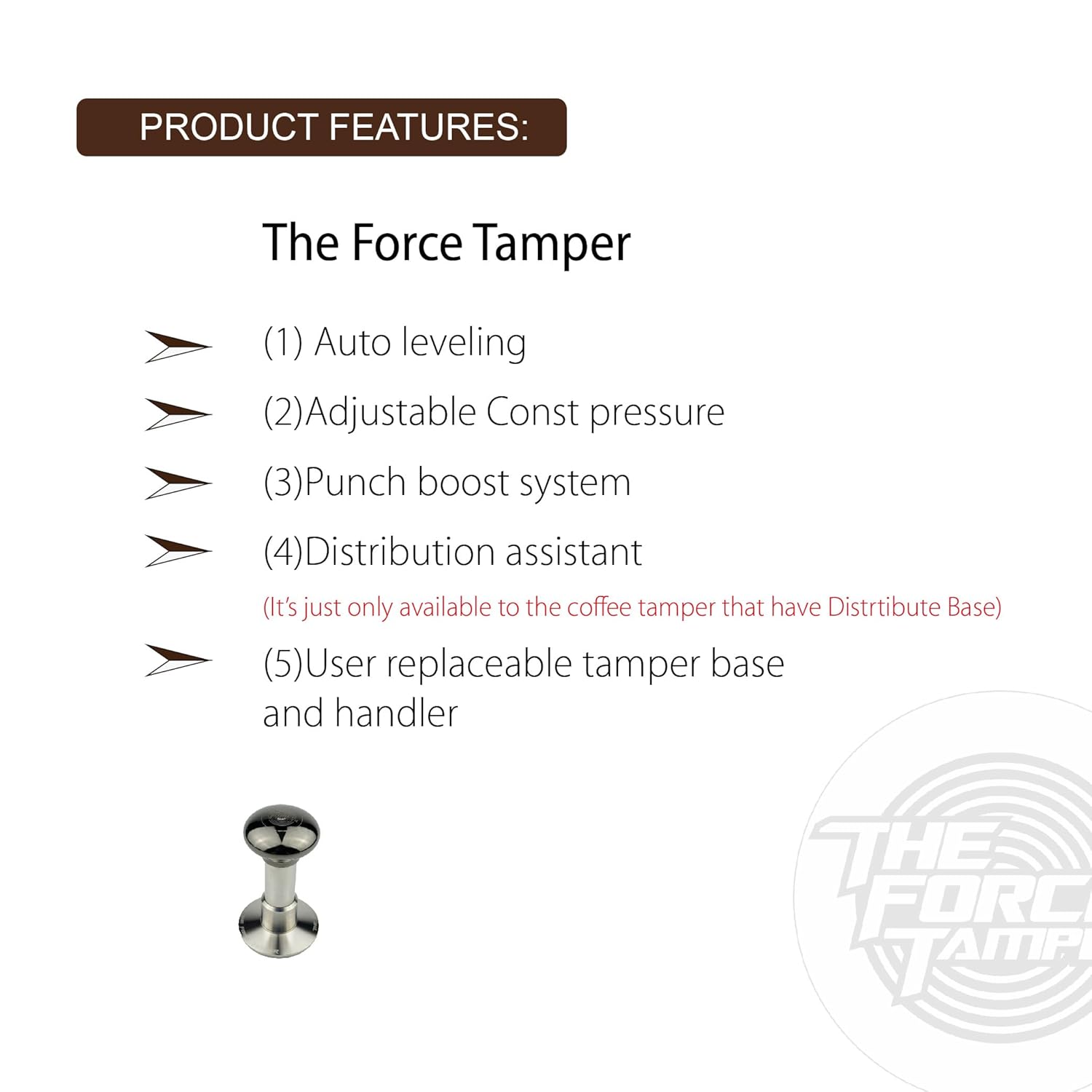 The Force Tamper Automatic Impact Adjustable Constant Pressure and Autoleveling Coffee Tamper Black Mirror Jellyfish AL Handle Set Pro (Waffle-Set, 58.50mm)