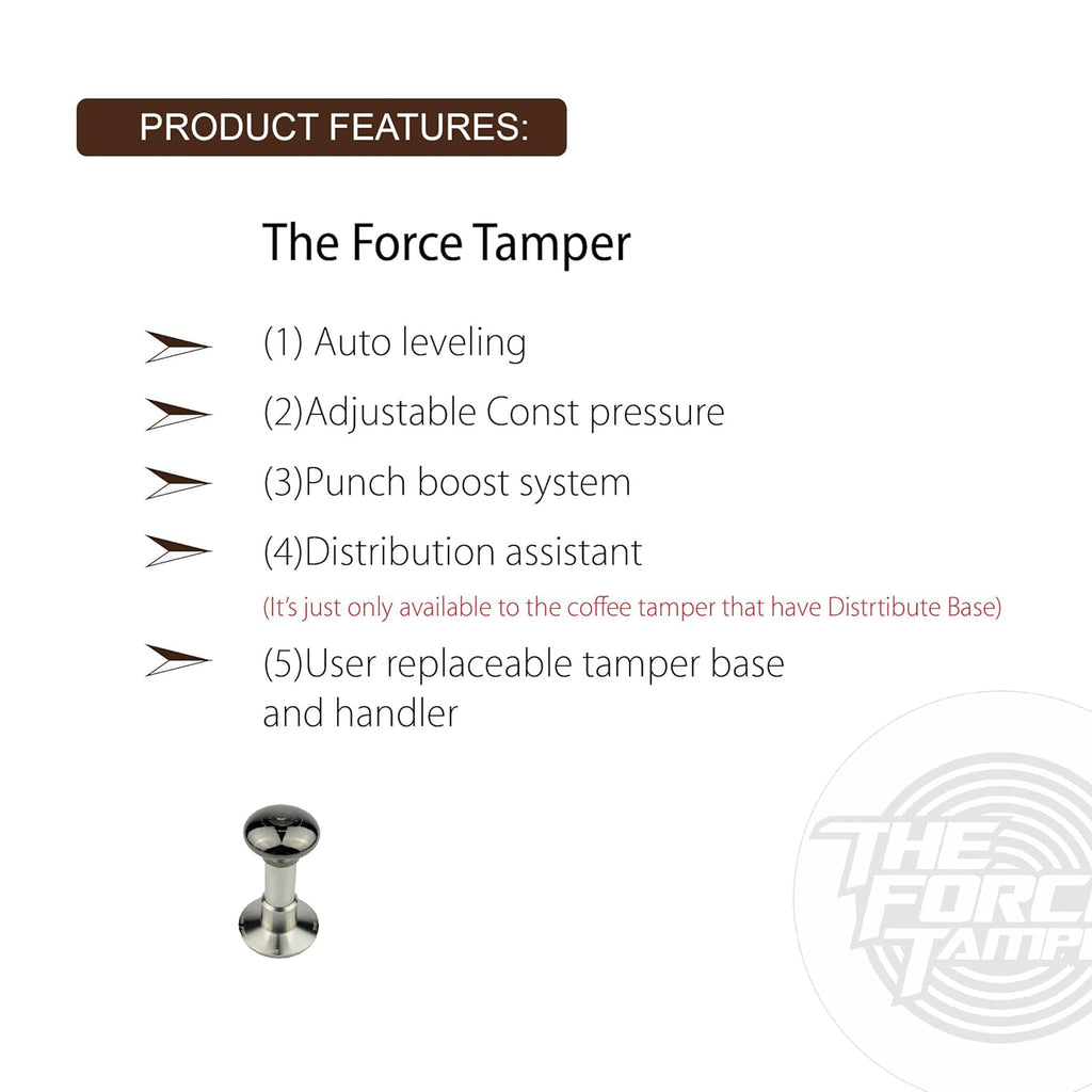 The Force Tamper Automatic Impact Adjustable Constant Pressure and Autoleveling Coffee Tamper Black Mirror Jellyfish AL Handle Set Pro (Waffle-Set, 58.35mm)