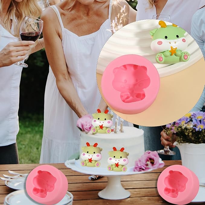 1 Pcs Zodiac Dragon Chocolate Silicone Mold, Cartoon Animals Fondant Molds, for Theme Party Kitchen Baking Cake Decoration Making Bread Biscuit Mousse Pudding Resin Clay Work Plaster Bath Ball