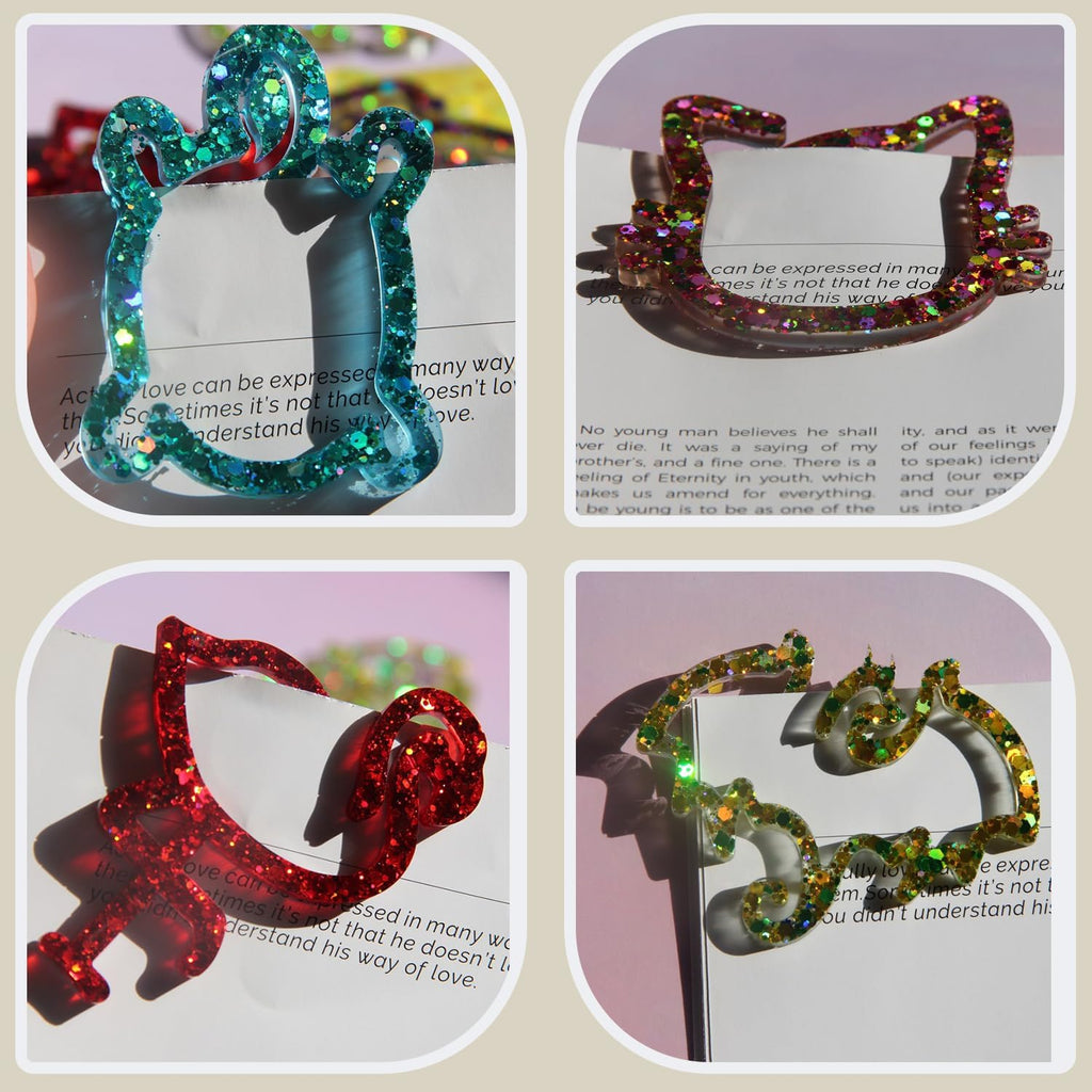 Animal Bookmark Silicone Mold Kit 12-in-1 - Cat Paw, Shark & Bat Shapes for Resin Memorial Art, Quick Release DIY Pet Keepsake Gifts (Animal Paperclip Mold)