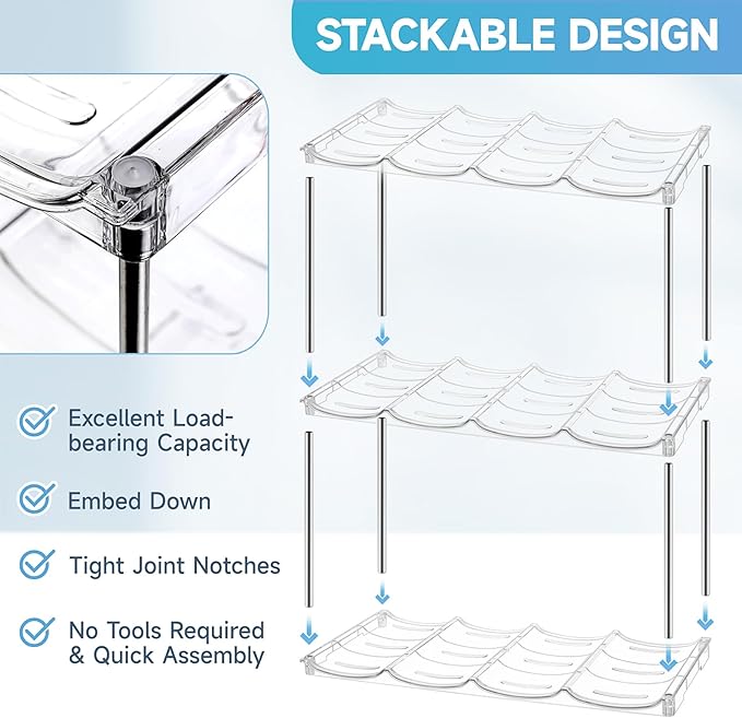 Larger Water Bottle Organizer for Stanley 40 oz Tumbler, Stackable Water Bottle Holder Rack for Cabinet, Kitchen Storage Organizer for for Stanley Cup Accessories, Tumbler Storage Holder, 3 Pack
