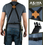 Asaya Chef and BBQ Apron with Bottle Opener and Hand Towel - 10oz Cotton Canvas, Stainless Steel Hardware - Cross Back Straps