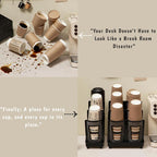 Cup Lid Dispenser and Dispenser Organizer Cup Display Stand,24 oz Plastic Coffee Cup Holder for Countertop,3Slots,Cup Display Stand on Restaurant,Bathroom,Kitchen,Coffee Shop