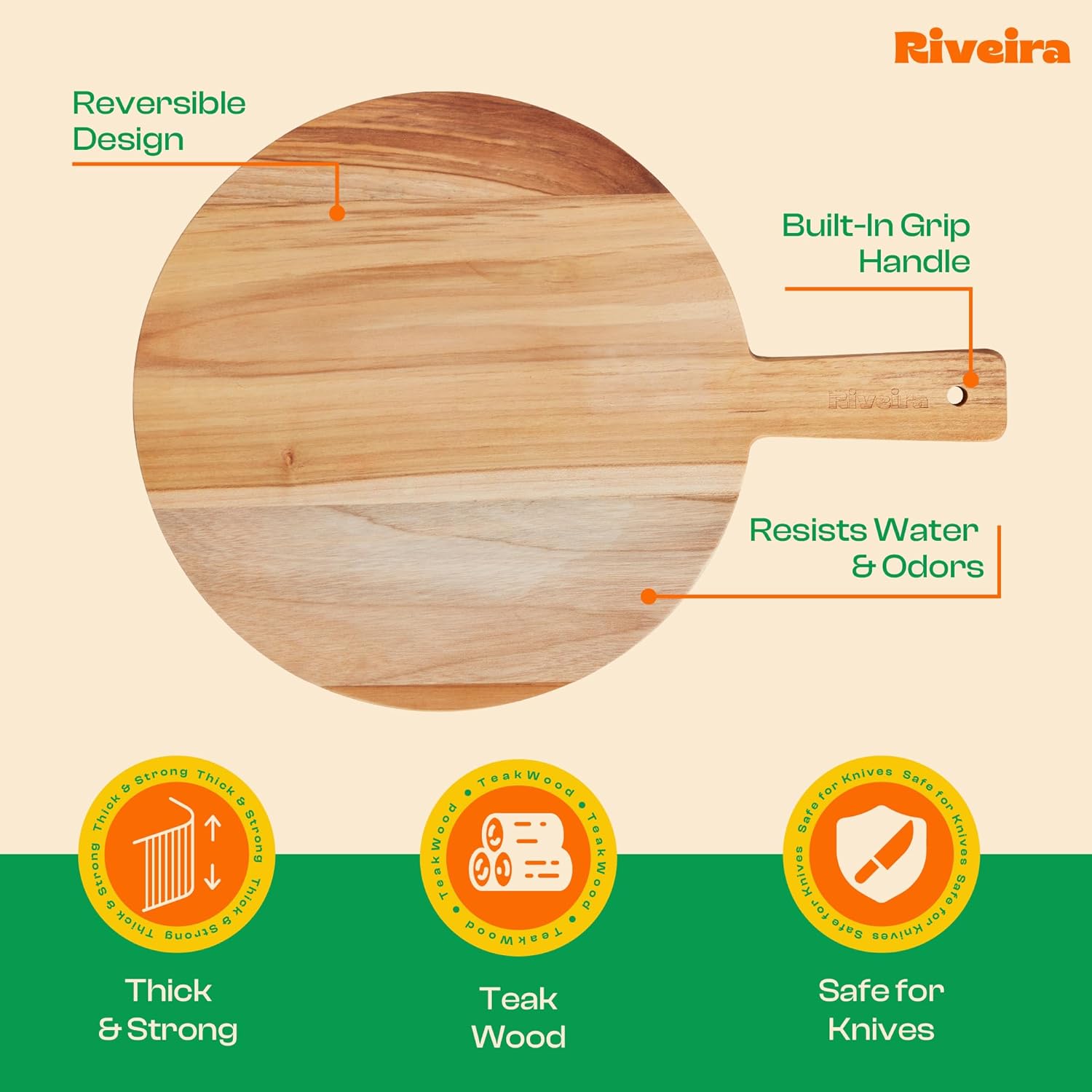 Riveira Teak Wood Cutting Board – Gourmet Teak Grandeur: 17 x 12 Wooden Cutting Board – Natural Wooden Cutting Boards For Kitchen Decorative – Innovative Juice Grooves Teak Wooden Chopping Board