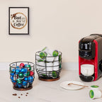 Yangbaga 2pcs Coffee Pod Holder - Large Capacity Black Wire K-Cup Holder With Wooden Base, Modern Basket Bar Decor for Station, Espresso Pods & Capsules, Fruit Snack Storage