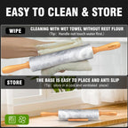 Walfos Marble Rolling Pin With Wooden Handles & Wood Cradle, 16.5 Inch Marble Rolling Pins For Making Pizza Dough And Tortillas, Dough Roller For Pie Crust, Cookie, Pasta (Gray & White)