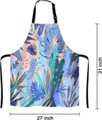 Watercolor Tropical Flower Bib Apron with Adjustable Neck for Men Women,Suitable for Home Kitchen Cooking Waitress Chef Grill Bistro Baking BBQ Apron
